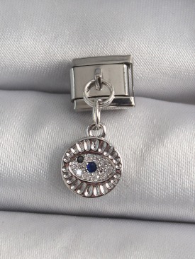 Erb 316L Çelik Gümüş Renk Sallantı Zirkon Taşlı Göz Model Nomination Charm