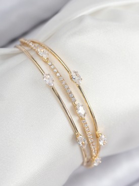 Erb Pirinç Zirkon Taşlı Su Yolu Model Gold Renk Kadın Bileklik