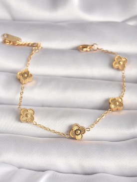 Erb 316L Çelik Gold Renk Baby Boy Yonca Model İşleme Detay Kadın Bileklik