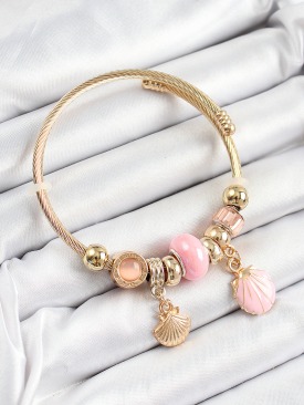 Erb 316L Çelik Pembe İstiridye Model Gold Renk Charm Bileklik