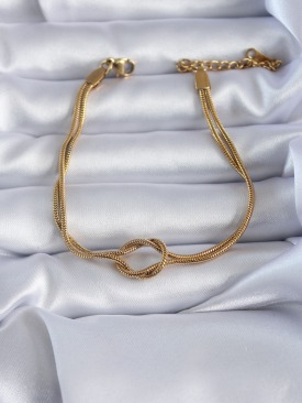 Erb 316L Çelik Gold Renk Düğüm Model Kadın Bileklik