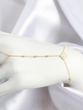 Erb Pirinç Zirkon Taşlı Yonca Model Gold Renk Şahmeran