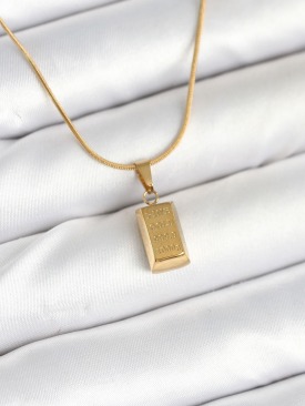 Erb 316L Çelik Gold Renk Mini Külçe Altın Model Kolye