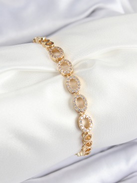 Erb Pirinç Zirkon Taşlı Oval Model Gold Renk Kadın Bileklik