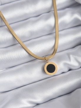 Erb 316L Çelik Gold Renk İtalyan Zincir Model İşleme Detay Kadın Kolye