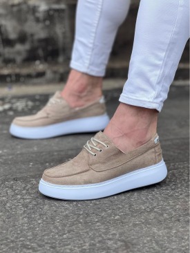 WG508 Bej Süet Ortopedik Taban Erkek Casual Ayakkabı
