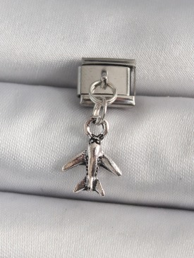 Erb 316L Çelik Gümüş Renk Sallantı Uçak Model Nomination Charm