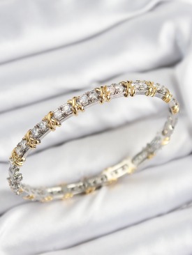 Erb Pirinç Zirkon Taşlı XOXO Model Gümüş Ve Gold Renk Kadın Bileklik