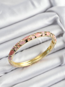 Erb Mineli Pirinç Pembe Petek Motifli Gold Renk Kadın Kelepçe