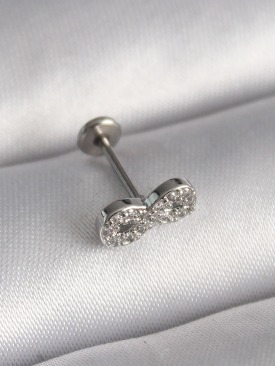 Erb 316L Çelik Gümüş Renk Zirkon Taşlı Sonsuzluk Model Tragus Piercing