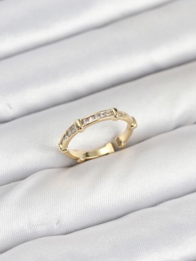 Erb Pirinç Gold Renk Kemik Model Zirkon Taşlı Kadın Yüzük