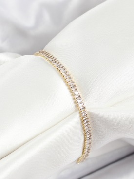 Erb Pirinç Zirkon Taşlı İnce Su Yolu Model Gold Renk Kadın Bileklik