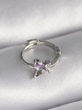 Erb 316L Çelik Gümüş Renk Zirkon Taşlı Kelebek Model Tragus Piercing