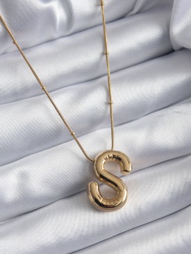 Erb 316L Çelik Gold Renk Bubble "S" Harf Model Kadın Kolye