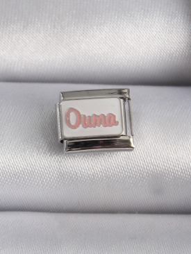 Erb 316L Çelik Gümüş Renk Beyaz Pembe Ouma İşlemeli Nomination Charm
