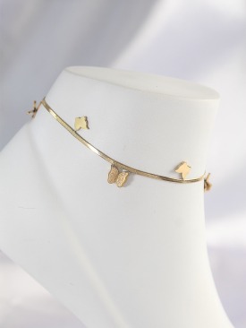 Erb 316L Çelik Gold Renk Minimal Kelebekli Halhal