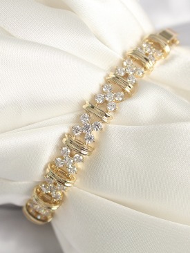 Erb Pirinç Gold Renk Zirkon Taşlı Çiçek Model Xuping VIP Exclusive Seri Bileklik