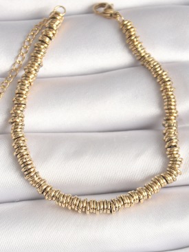 Erb 316L Çelik Gold Renk Çoklu Minimal Halka Model Kadın Bileklik