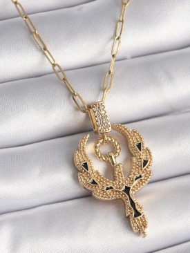 Erb 316L Çelik Gold Renk Zirkon Taşlı Anka Kuşu Model Kadın Kolye