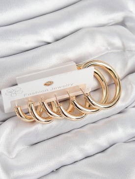 Erb Pirinç Halka Model Gold Renk Kadın Set Küpe