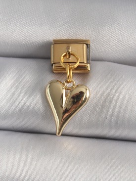 Erb 316L Çelik Gold Renk Sallantı Kalp Model Nomination Charm