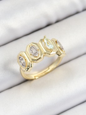 Erb Pirinç Zirkon Taşlı Damla Model Gold Renk Kadın Yüzük