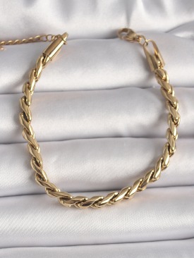 Erb 316L Çelik Gold Renk Burgu Zincir Kadın Bileklik