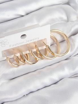 Erb Pirinç Halka Model Gold Renk Kadın Set Küpe