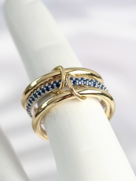 Erb Pirinç Gold Renk Zirkon Taşlı 3\'Lü Kadın Yüzük