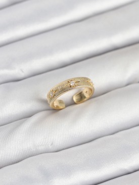 Erb Pirinç Gold Renk Zirkon Taşlı Kutup Yıldızı Model Kadın Yüzük