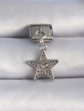 Erb 316L Çelik Gümüş Renk Sallantılı Zirkon Taşlı Yıldız Figür Nomination Charm