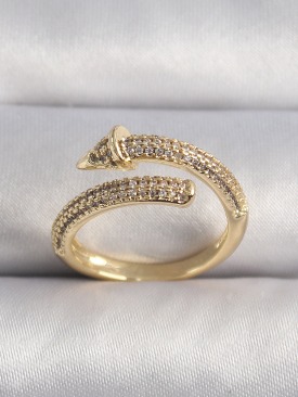 Erb Pirinç Gold Renk Zirkon Taşlı Çivi Model VIP Seri Kadın Yüzük
