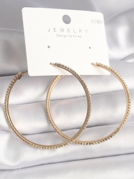 Erb Pirinç Gold Renk Zirkon Taşlı Halka Model Kadın Küpe