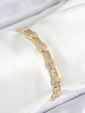 Erb Pirinç Greg Model Zirkon Taşlı Gold Renk VİP Seri Kadın Bileklik