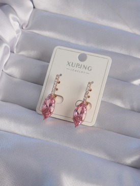 Erb XUPİNG Rose Renk Pembe Zirkon Taşlı Sallantılı Küpe