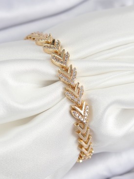 Erb Pirinç Zirkon Taşlı Sıralı Ok Model Gold Renk Kadın Bileklik
