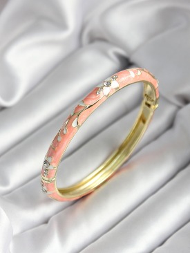 Erb Mineli Pirinç Yavru Ağzı Çiçek Desenli Zirkon Taşlı Gold Renk Kadın Kelepçe