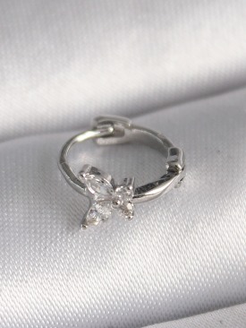 Erb 316L Çelik Gümüş Renk Zirkon Taşlı Kelebek Model Tragus Piercing