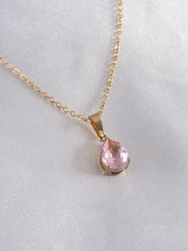Erb 316L Çelik Gold Renk Damla Model Kristal Taşlı Kadın Kolye