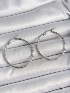 Erb 316 Çelik Gümüş Renk 33 Mm Halka Model Kadın Küpe