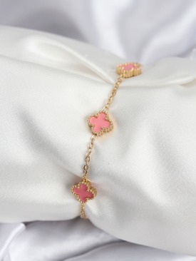 Erb 316L Çelik Gold Renk Pembe Baby Boy Yonca Kadın Bileklik