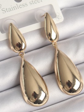 Erb Pirinç Gold Renk Sallantı Damla Model Kadın Küpe