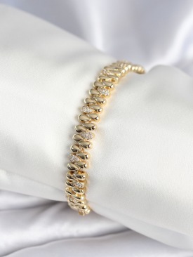 Erb Pirinç Gold Renk Damla Model Zirkon Taşlı Kadın Bileklik