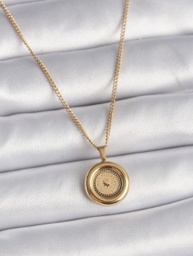 Erb 316L Çelik Gold Renk Zincir Gold Altın Model Kadın Kolye