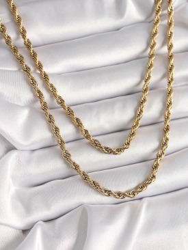 Erb 316L Çelik Gold Renk Burgu Zincir Kadın Kolye
