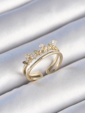 Erb Pirinç Gold Renk Zirkon Taşlı Kelebek Model Kadın Yüzük