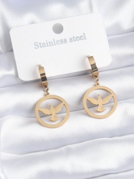 Erb 316L Çelik Gold Renk Kuş Model İşleme Detay Kadın Küpe
