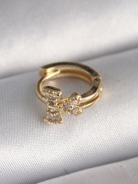 Erb 316L Çelik Gold Renk Zirkon Taşlı Kurdele Model Tragus Piercing