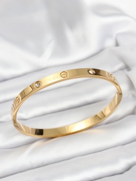 Erb 316L Çelik Gold Renk Zirkon Taşlı 65 Mm Kadın Kelepçe Bileklik