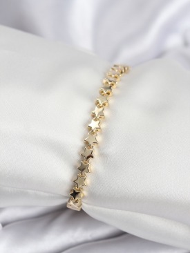 Erb Pirinç VIP Seri Gold Renk Sıralı Yıldız Model Kadın Bileklik